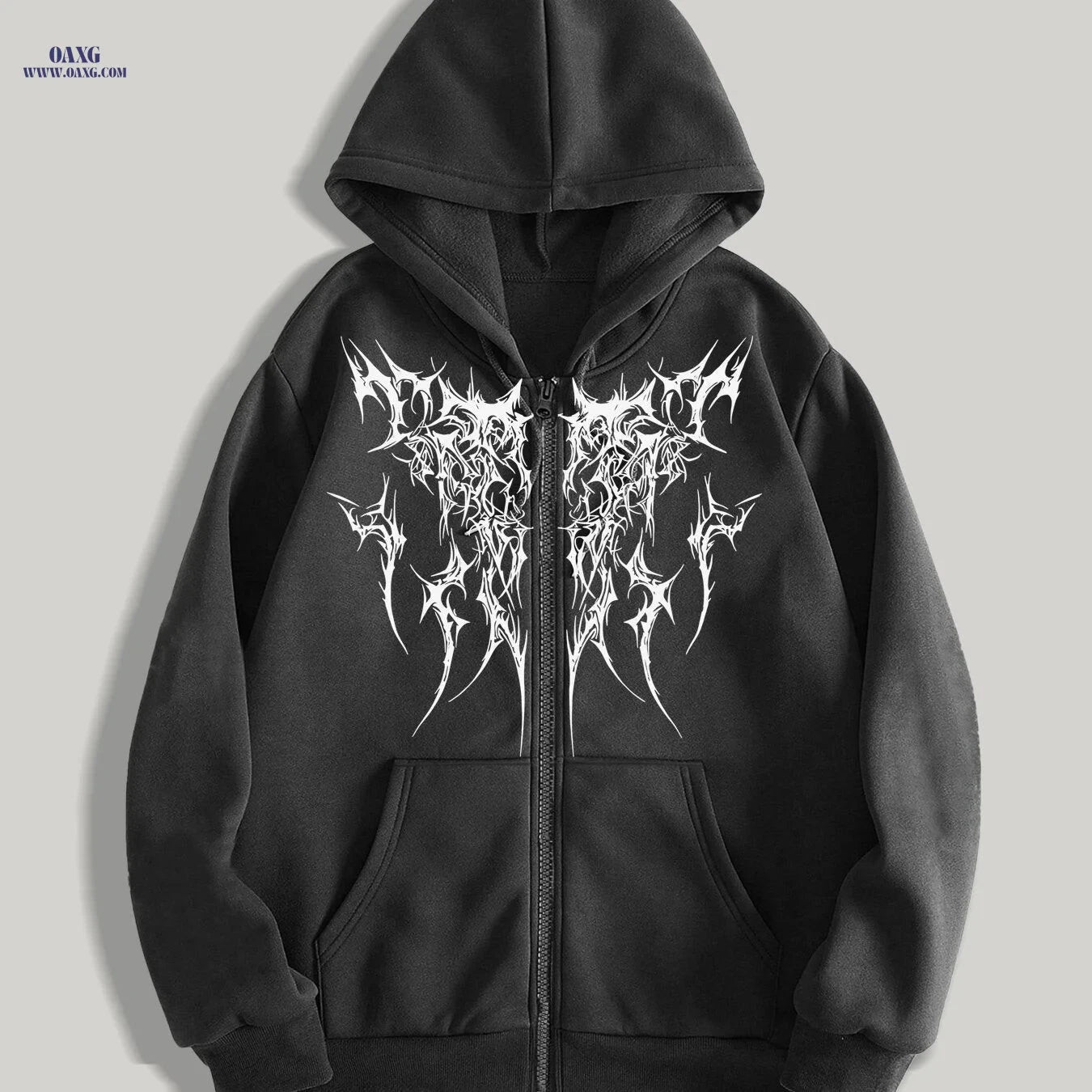 Gothic Printed Men's Zip-Up Hoodie - Spring Casual Style   OAXG Black / FR S