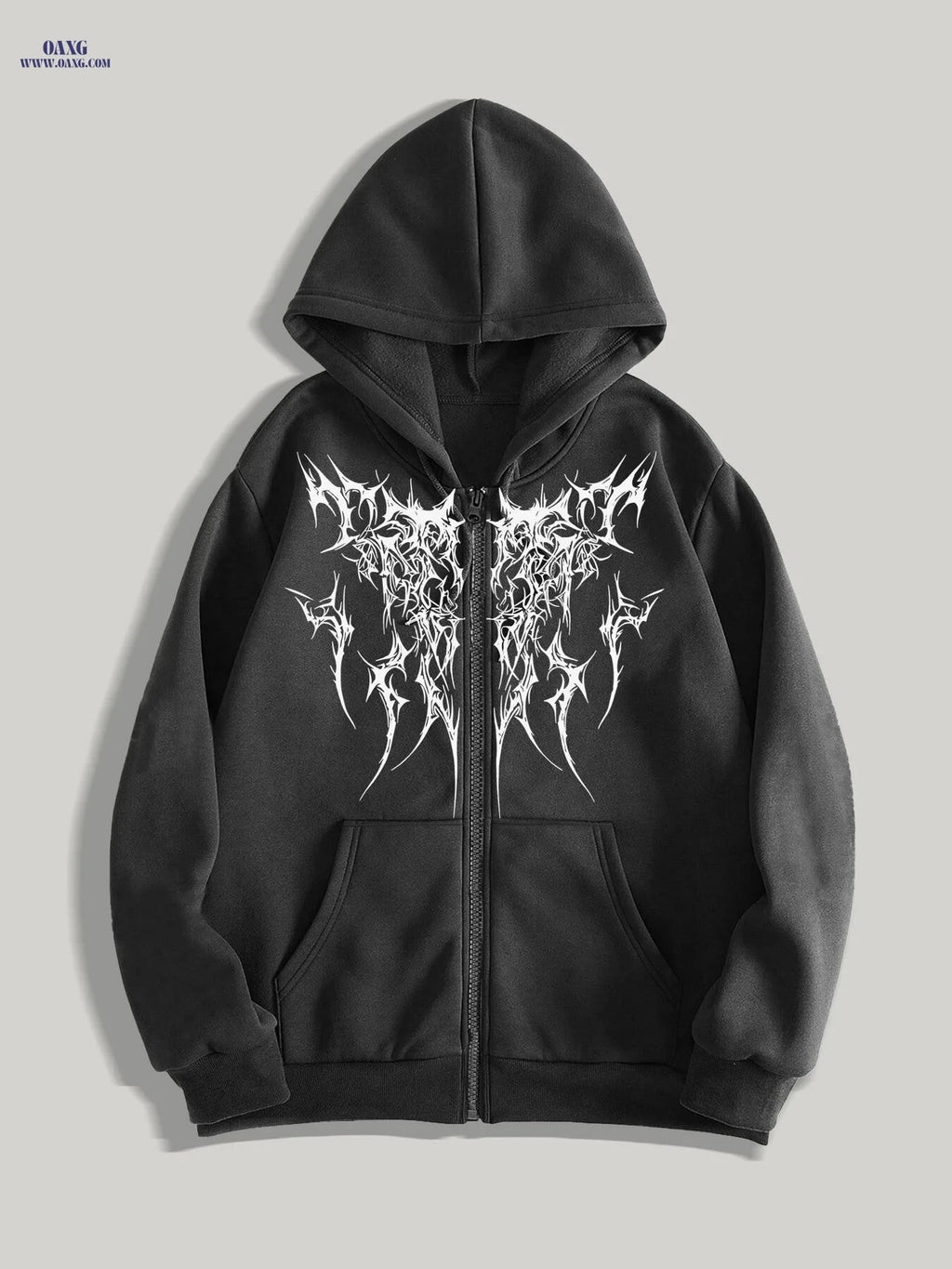 Gothic Printed Men's Zip-Up Hoodie - Spring Casual Style   OAXG Black / FR S