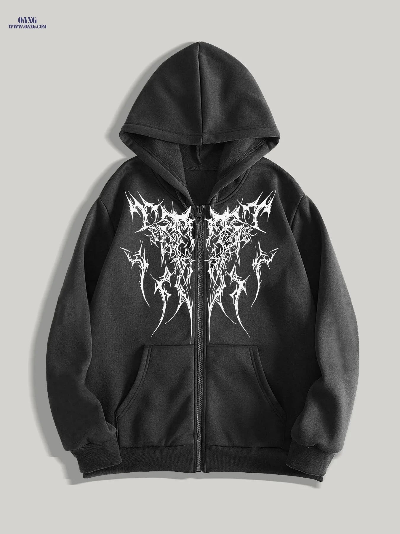 Gothic Printed Men's Zip-Up Hoodie - Spring Casual Style   OAXG Black / FR S