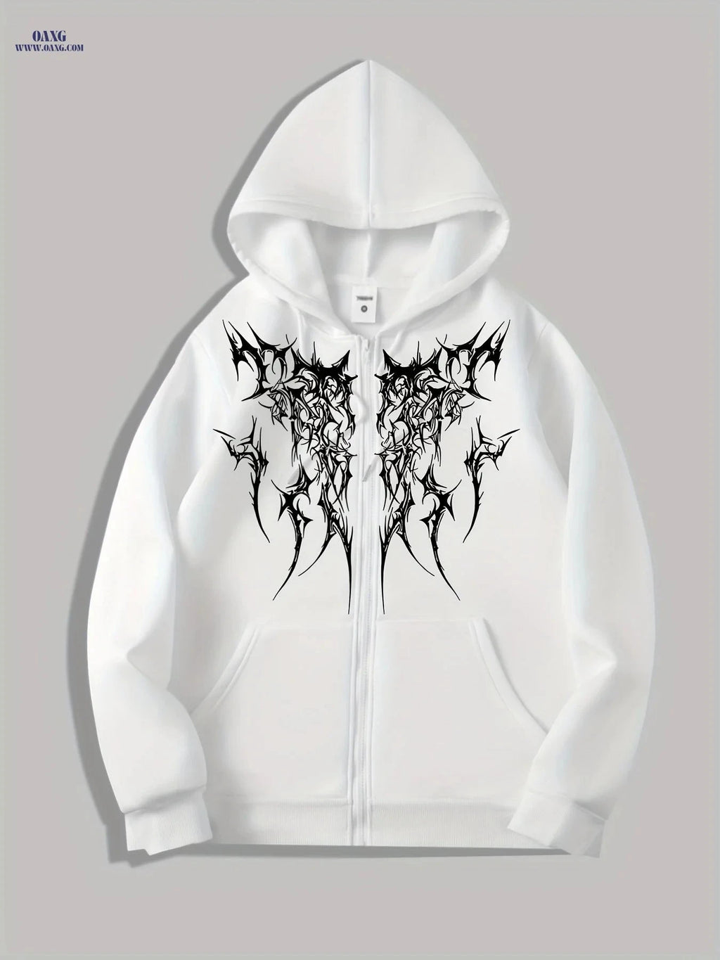Gothic Printed Men's Zip-Up Hoodie - Spring Casual Style   OAXG Black / FR S