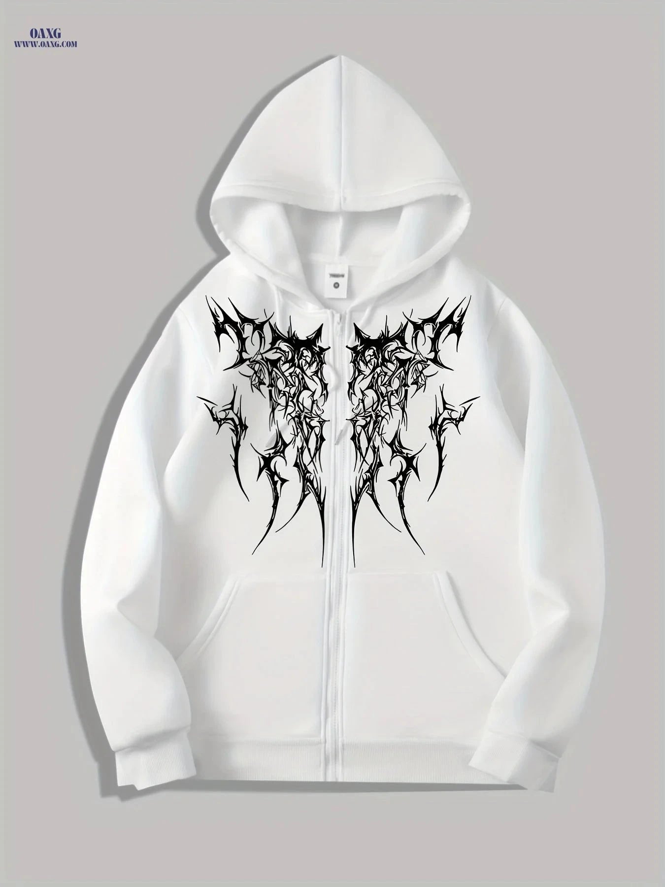 Gothic Printed Men's Zip-Up Hoodie - Spring Casual Style   OAXG Black / FR S
