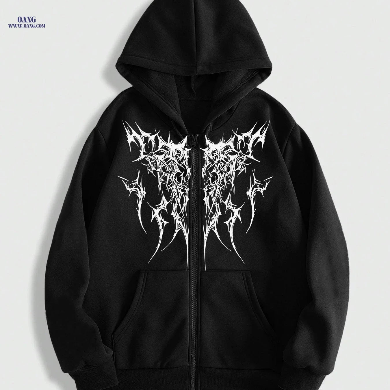 Gothic Printed Men's Zip-Up Hoodie - Spring Casual Style   OAXG Black / FR S
