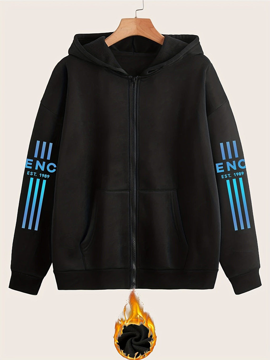 Gradient Art Letter Pattern Print - Y11K Casual Style Zipper Hoodie - Stylish And Comfortable Zippered Pocket Jacket - Suitable for Spring, Autumn And Winter Casual Sportswear, Casual Sportswear Fashion Casual Jacket | Comfortable Fabric   OAXG