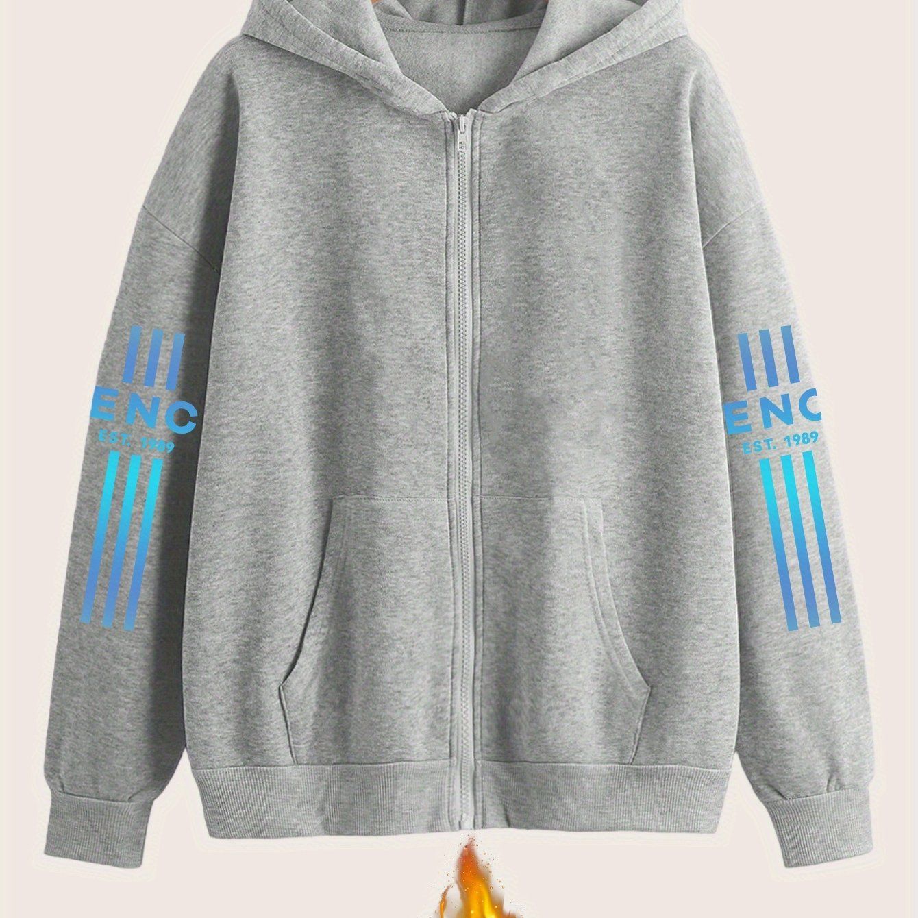 Gradient Art Letter Pattern Print - Y11K Casual Style Zipper Hoodie - Stylish And Comfortable Zippered Pocket Jacket - Suitable for Spring, Autumn And Winter Casual Sportswear, Casual Sportswear Fashion Casual Jacket | Comfortable Fabric   OAXG