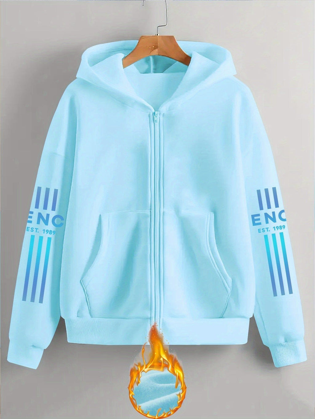 Gradient Art Letter Pattern Print - Y11K Casual Style Zipper Hoodie - Stylish And Comfortable Zippered Pocket Jacket - Suitable for Spring, Autumn And Winter Casual Sportswear, Casual Sportswear Fashion Casual Jacket | Comfortable Fabric   OAXG