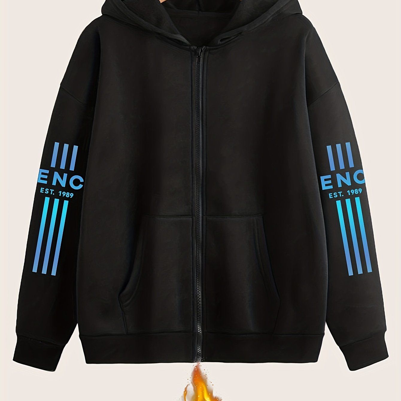 Gradient Art Letter Pattern Print - Y11K Casual Style Zipper Hoodie - Stylish And Comfortable Zippered Pocket Jacket - Suitable for Spring, Autumn And Winter Casual Sportswear, Casual Sportswear Fashion Casual Jacket | Comfortable Fabric   OAXG
