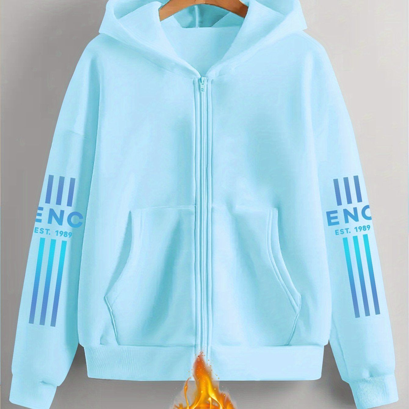 Gradient Art Letter Pattern Print - Y11K Casual Style Zipper Hoodie - Stylish And Comfortable Zippered Pocket Jacket - Suitable for Spring, Autumn And Winter Casual Sportswear, Casual Sportswear Fashion Casual Jacket | Comfortable Fabric   OAXG