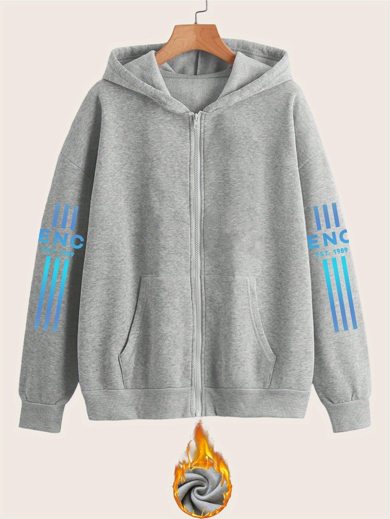 Gradient Art Letter Pattern Print - Y11K Casual Style Zipper Hoodie - Stylish And Comfortable Zippered Pocket Jacket - Suitable for Spring, Autumn And Winter Casual Sportswear, Casual Sportswear Fashion Casual Jacket | Comfortable Fabric   OAXG