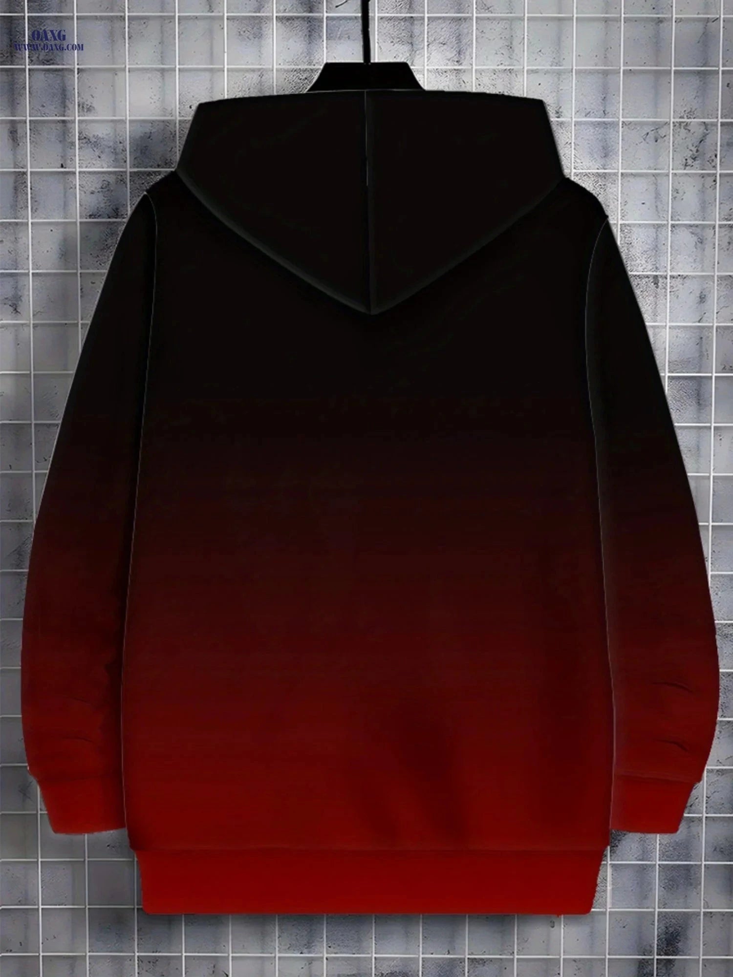Gradient Black to Red Hoodie - Lightweight, Zip Closure for Men   OAXG 