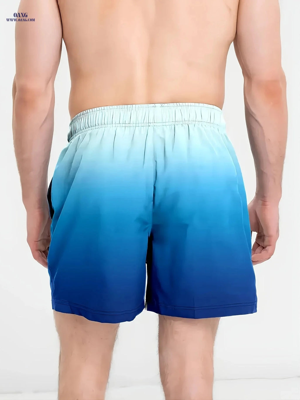 Gradient Blue 3D Print Beach Shorts for Men - Lightweight & Casual   OAXG 