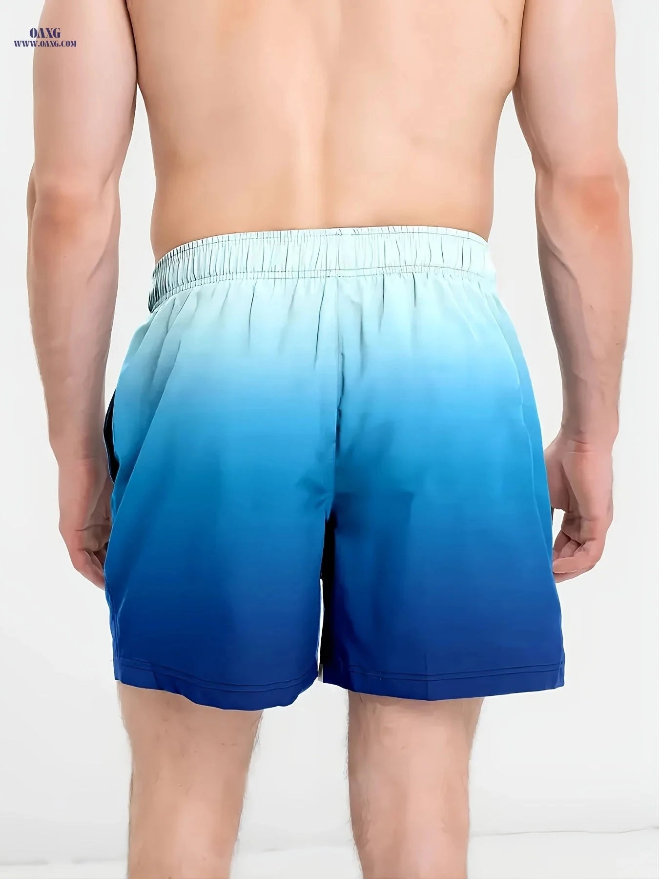 Gradient Blue 3D Print Beach Shorts for Men - Lightweight & Casual   OAXG 