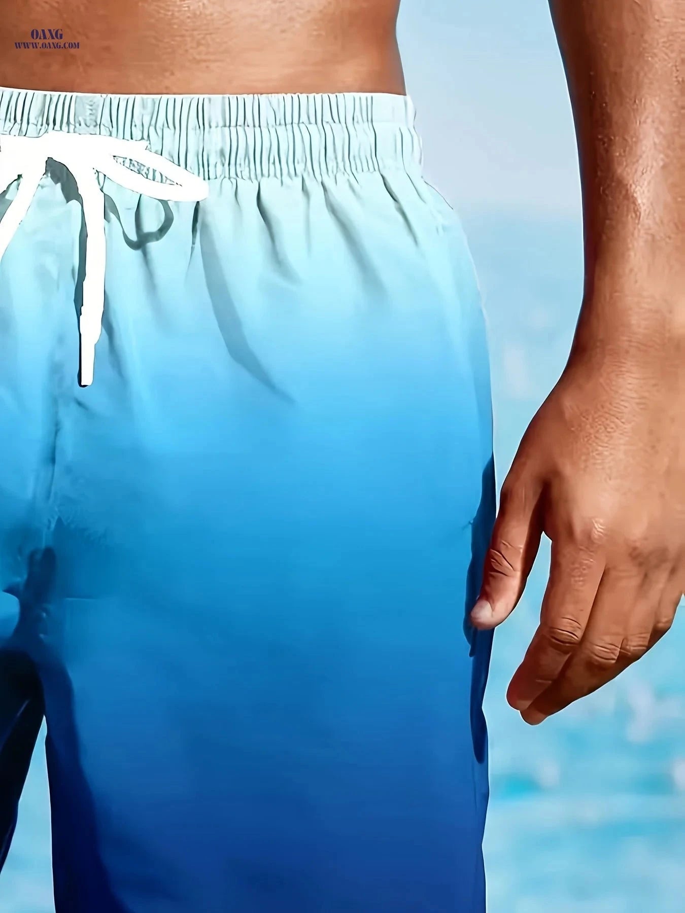Gradient Blue 3D Print Beach Shorts for Men - Lightweight & Casual   OAXG 