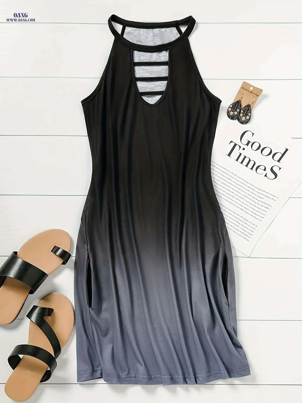 Gradient Off-Shoulder Dress - High Elasticity Fitted for Summer   OAXG Mixed Color / S