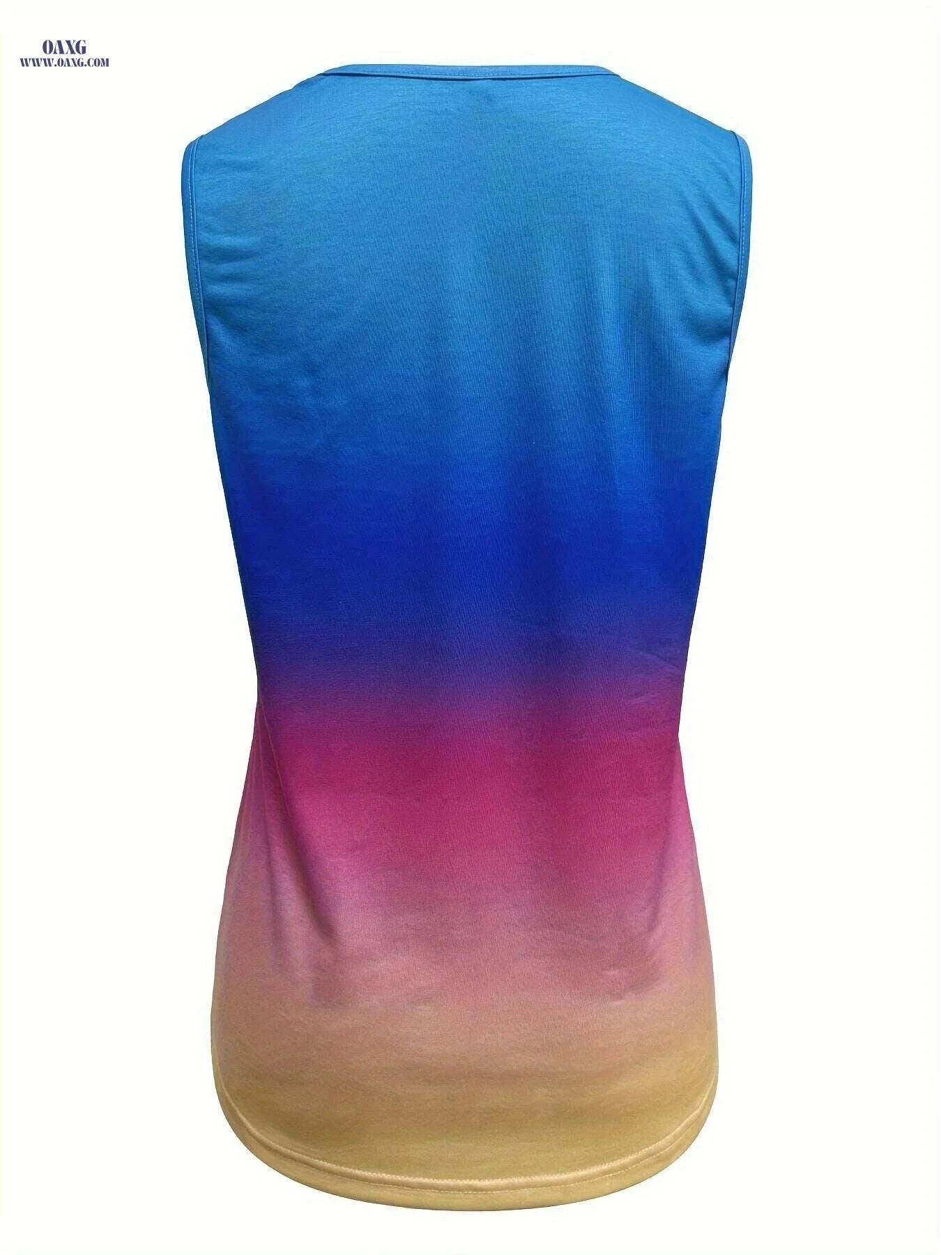 Gradient Print Tank Top - Casual Crew Neck Sleeveless Women's Top   OAXG 