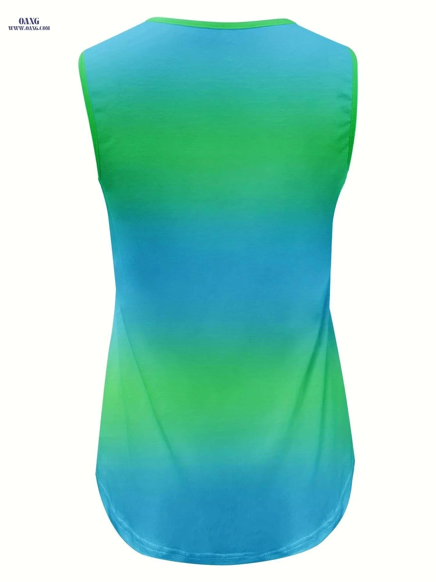 Gradient Print Tank Top - Casual Crew Neck Sleeveless Women's Top   OAXG Green / S