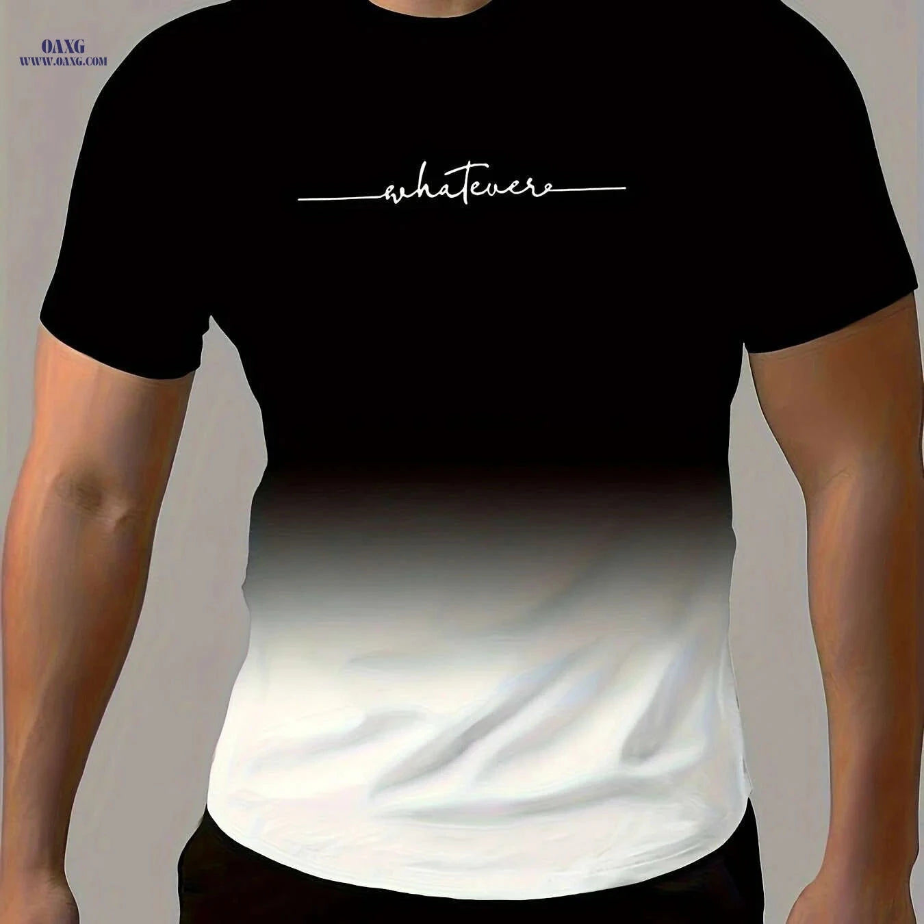 Gradient "WHATEVER" T-Shirt - Casual Crew Neck for Summer Fun   OAXG Yellow / S