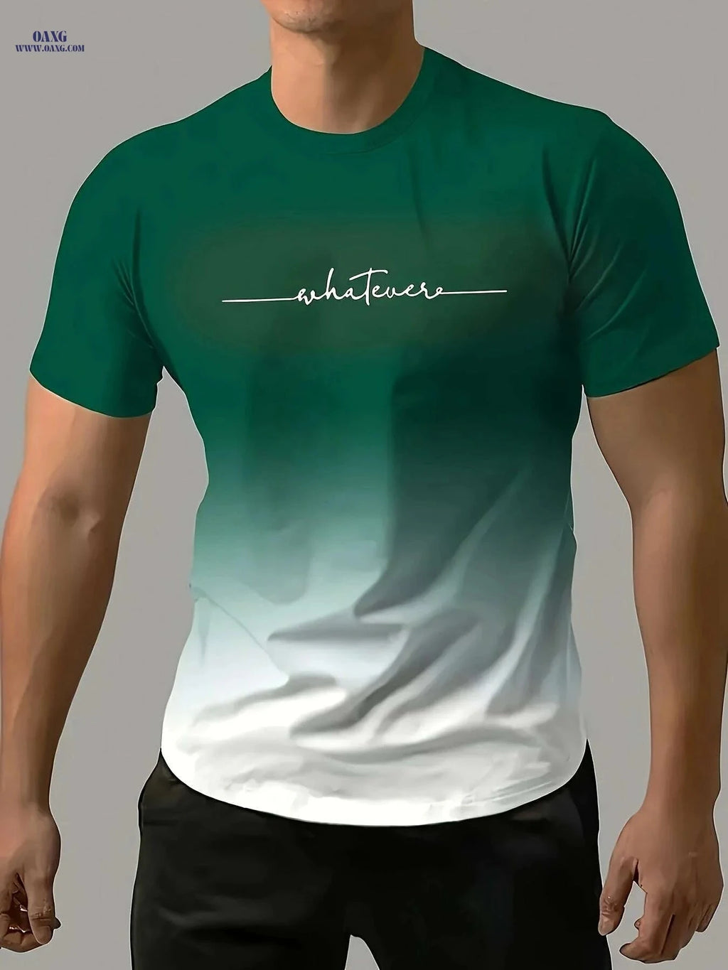 Gradient "WHATEVER" T-Shirt - Casual Crew Neck for Summer Fun   OAXG Yellow / S