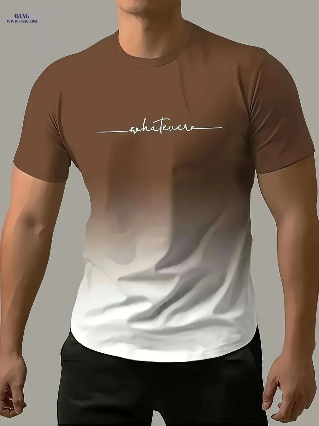 Gradient "WHATEVER" T-Shirt - Casual Crew Neck for Summer Fun   OAXG Yellow / S