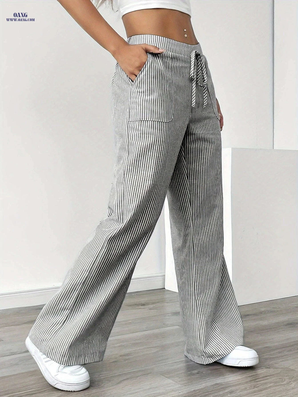 Guangbei Mirror Model ZDZ073103 - Striped Straight Leg Pants   OAXG 