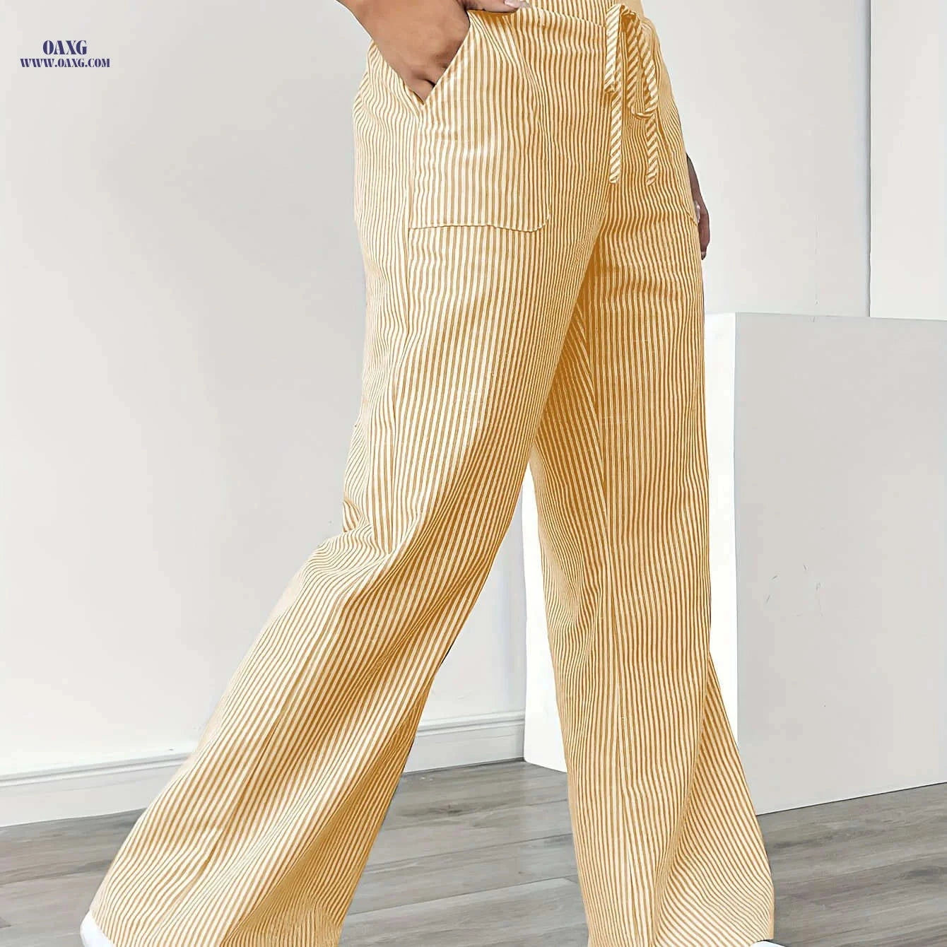 Guangbei Mirror Model ZDZ073103 - Striped Straight Leg Pants   OAXG Gray White / S
