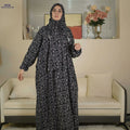 HAJIB Women's Traditional Hijab - Black & White Floral Print, Zipper Closure   OAXG 