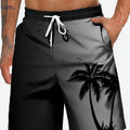 HANZUNPIN 3D Coconut Tree Beach Shorts - Casual Drawstring Style   OAXG Black / FR S
