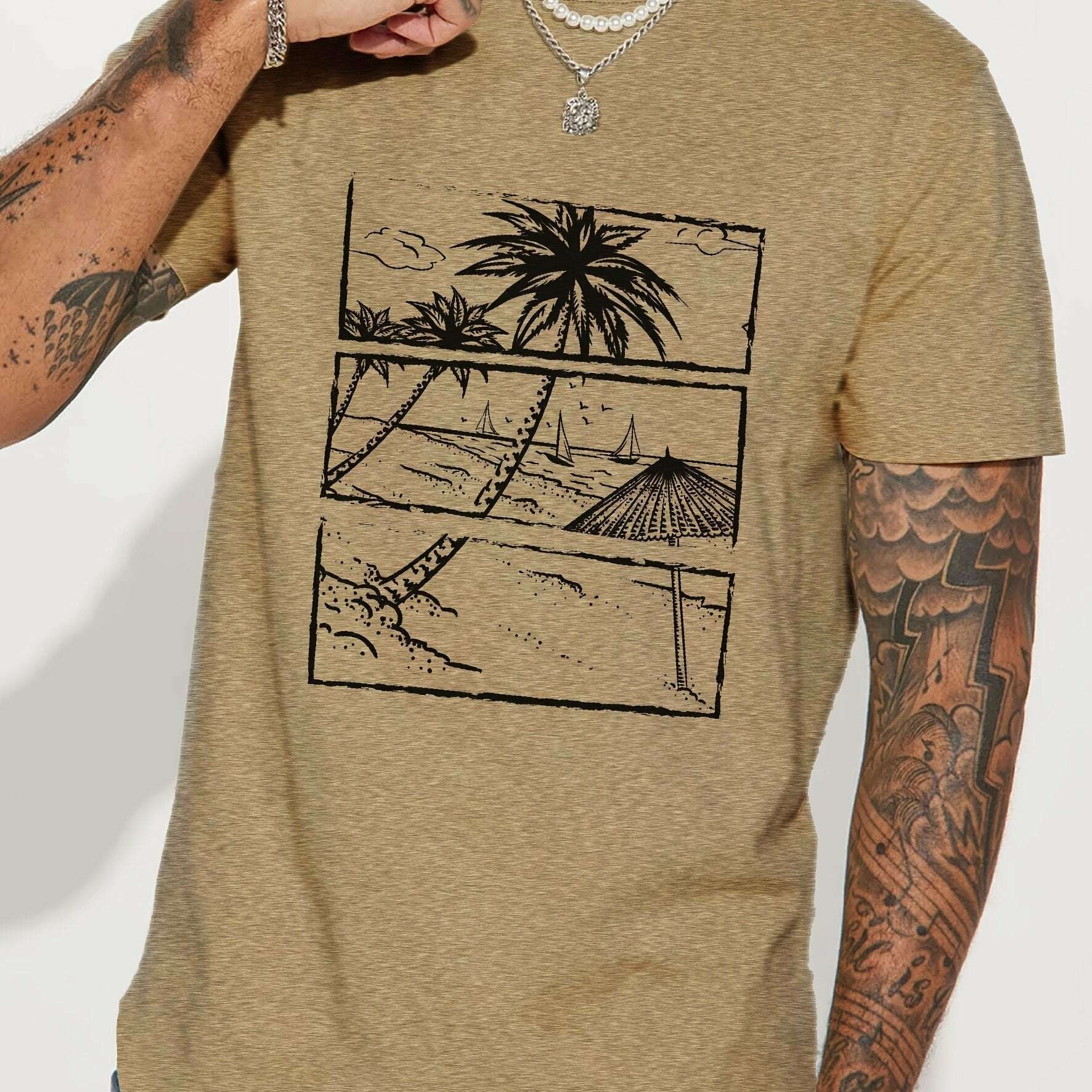 hawaiian-beach-men-s-casual-t-shirt-short-sleeve-graphic-tee-oaxg-YvD
