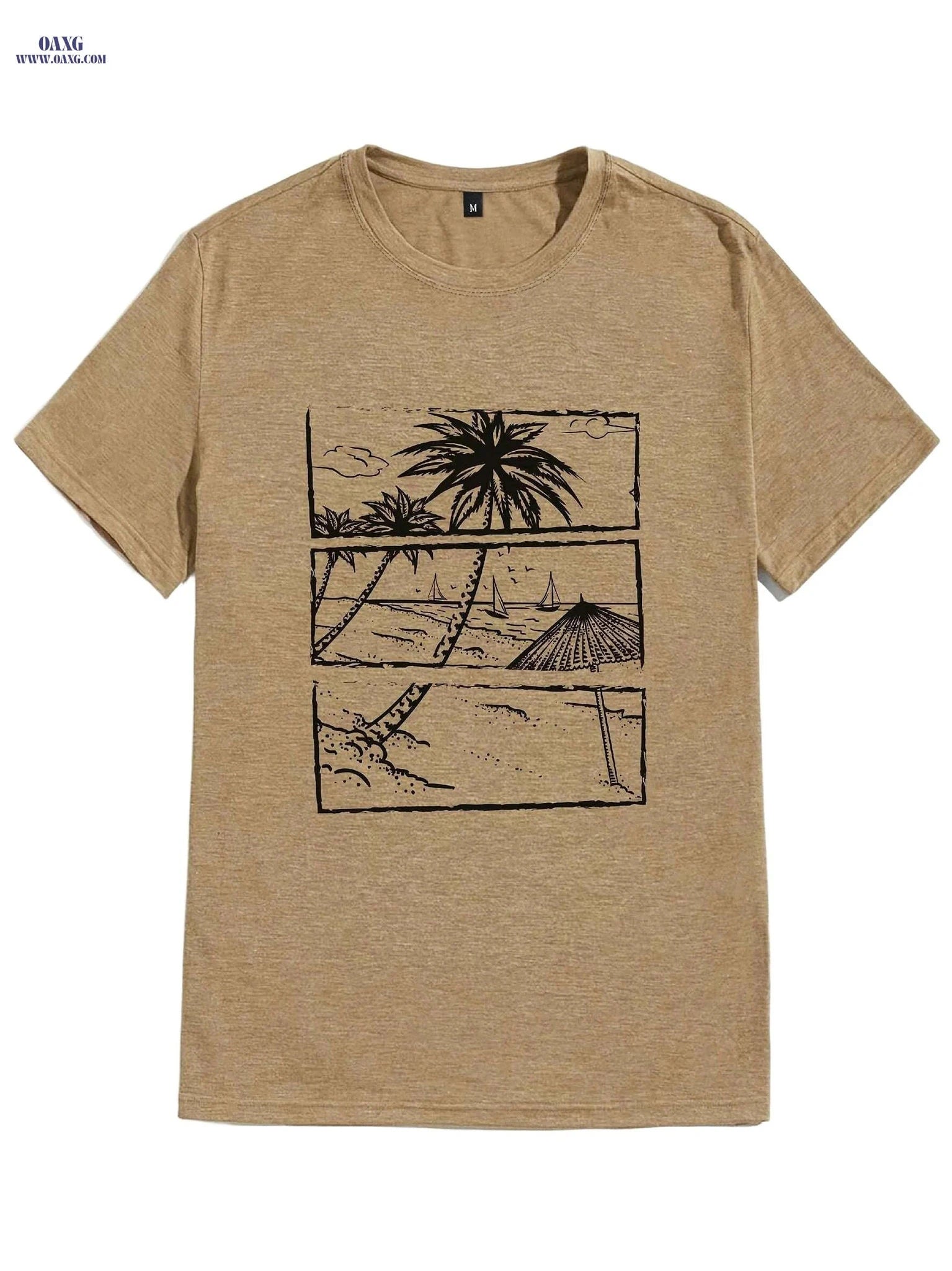 Hawaiian Beach Men's Casual T-Shirt - Short Sleeve Graphic Tee   OAXG Deep Blue / S