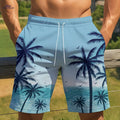 Hawaiian Tropical Palm Tree Shorts - Summer Casual Beachwear   OAXG Mixed Color / S