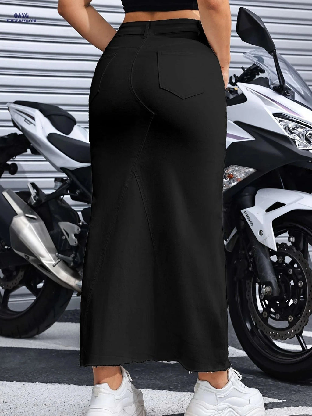 HEALAXIN Women's Casual Elastic Flow Skirt - High Waist, Long Length   OAXG Black / S
