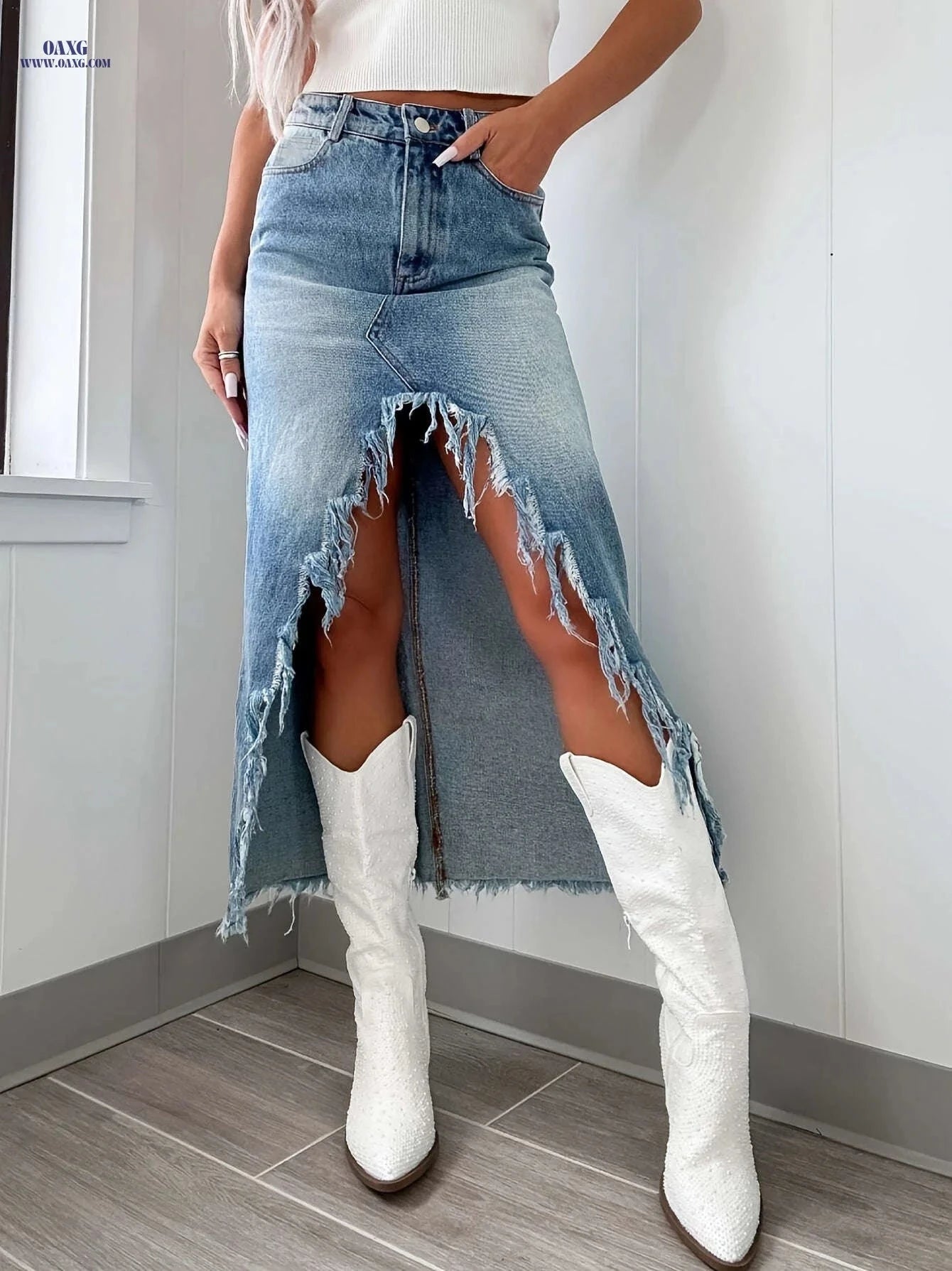 HEALAXIN Women's Denim Midi Skirt - Comfortable Bodycon Fit   OAXG 