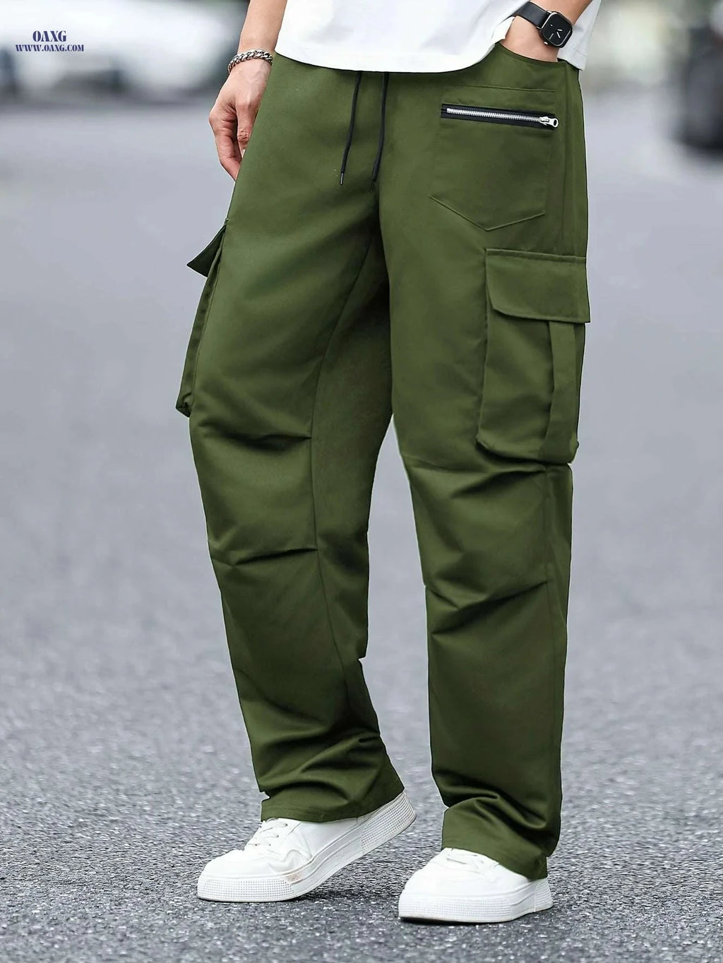 Heavy-Duty Men's Cargo Pants - Functional Work Trousers with Pockets   OAXG 