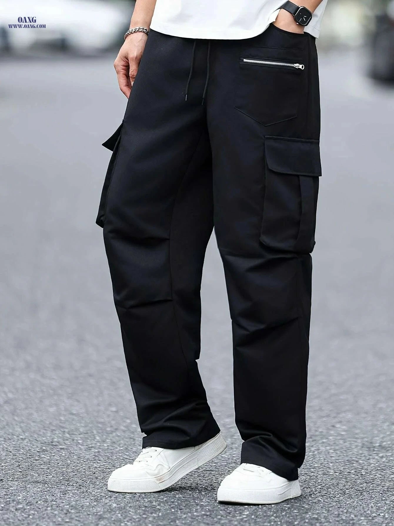 Heavy-Duty Men's Cargo Pants - Functional Work Trousers with Pockets   OAXG 