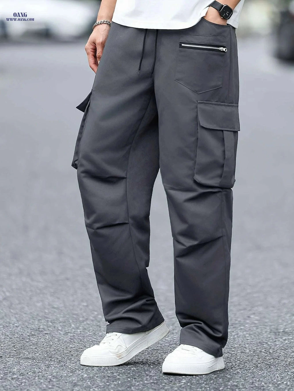 Heavy-Duty Men's Cargo Pants - Functional Work Trousers with Pockets   OAXG 