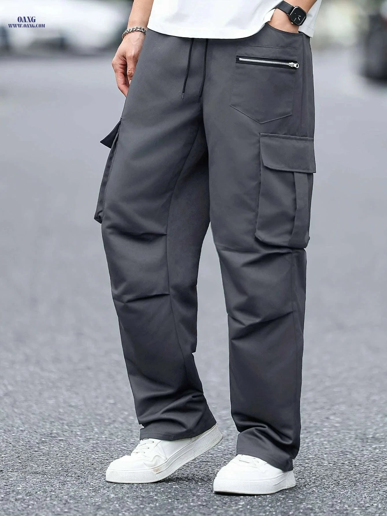 Heavy-Duty Men's Cargo Pants - Functional Work Trousers with Pockets   OAXG 