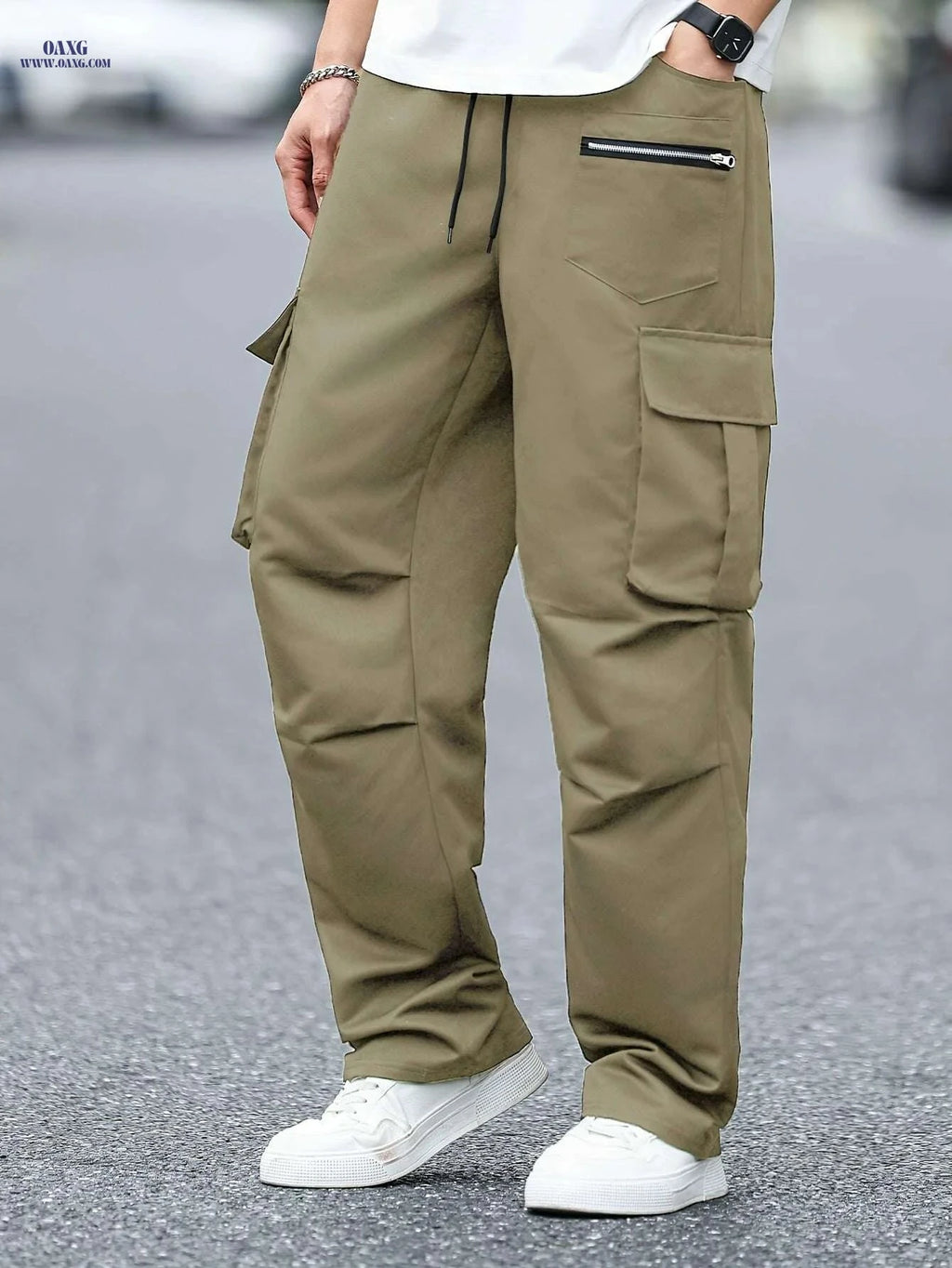 Heavy-Duty Men's Cargo Pants - Functional Work Trousers with Pockets   OAXG Black / S