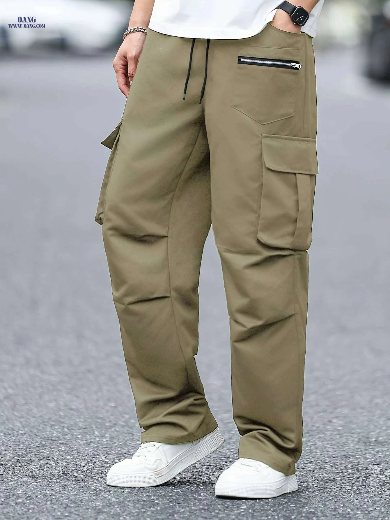 Heavy-Duty Men's Cargo Pants - Functional Work Trousers with Pockets   OAXG Black / S
