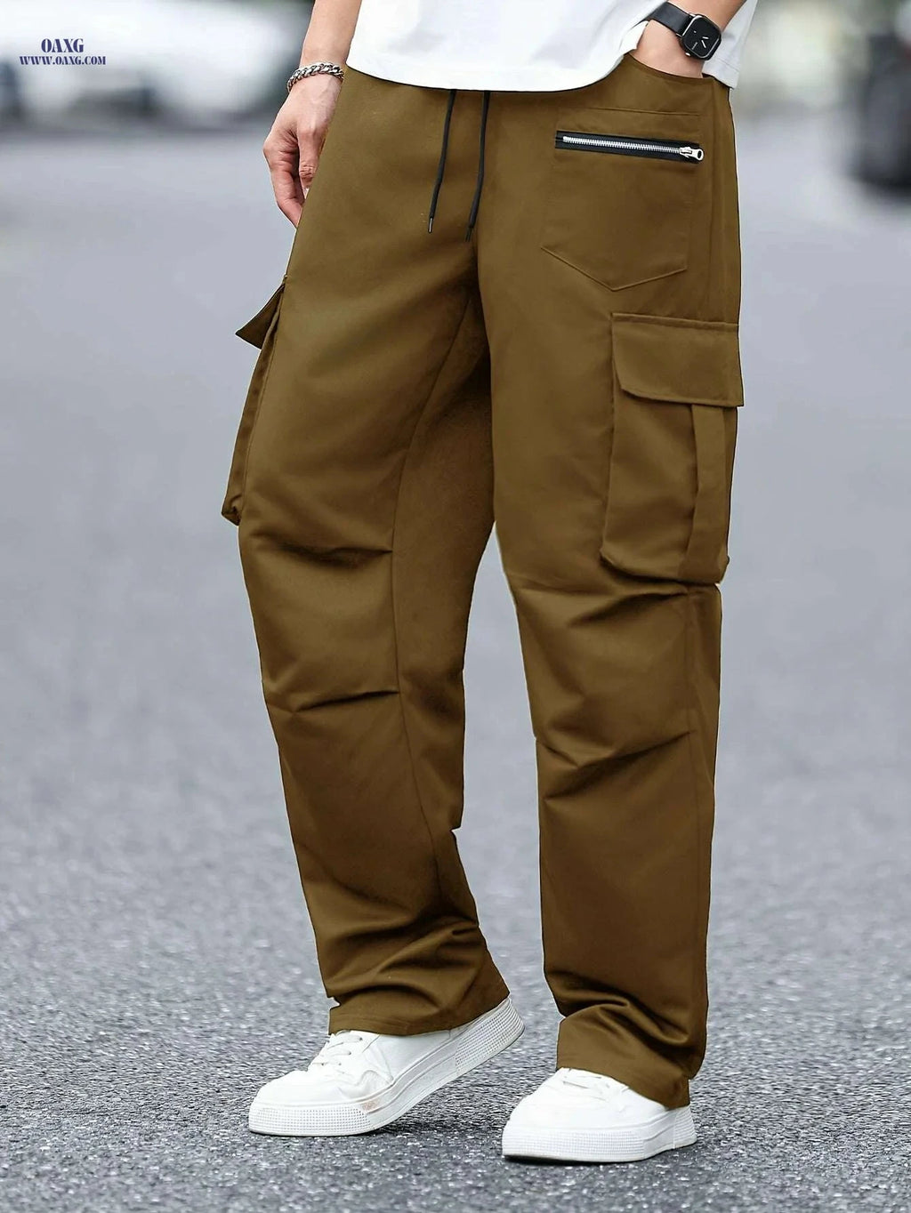 Heavy-Duty Men's Cargo Pants - Functional Work Trousers with Pockets   OAXG Black / S
