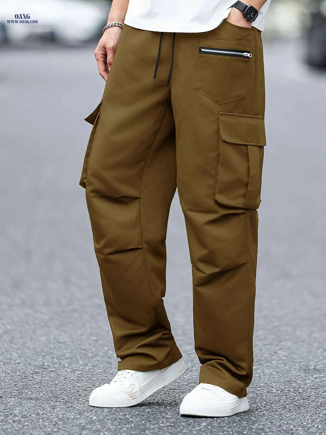 Heavy-Duty Men's Cargo Pants - Functional Work Trousers with Pockets   OAXG Black / S