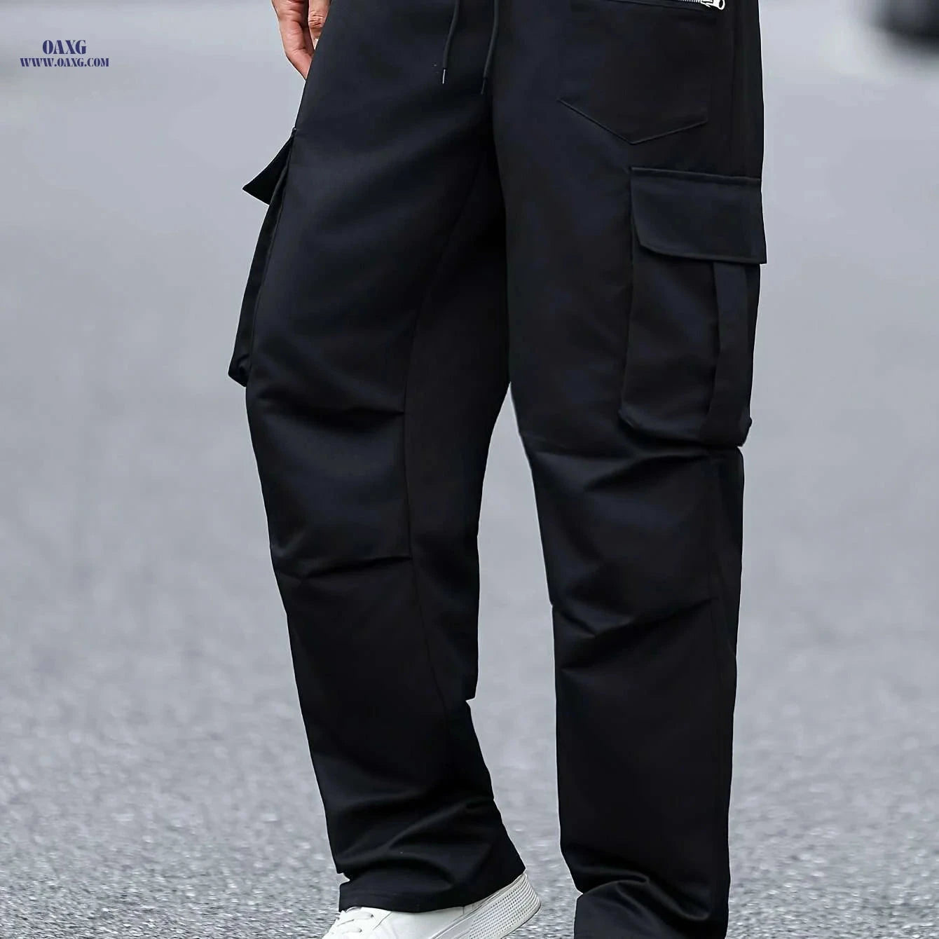 Heavy-Duty Men's Cargo Pants - Functional Work Trousers with Pockets   OAXG Black / S
