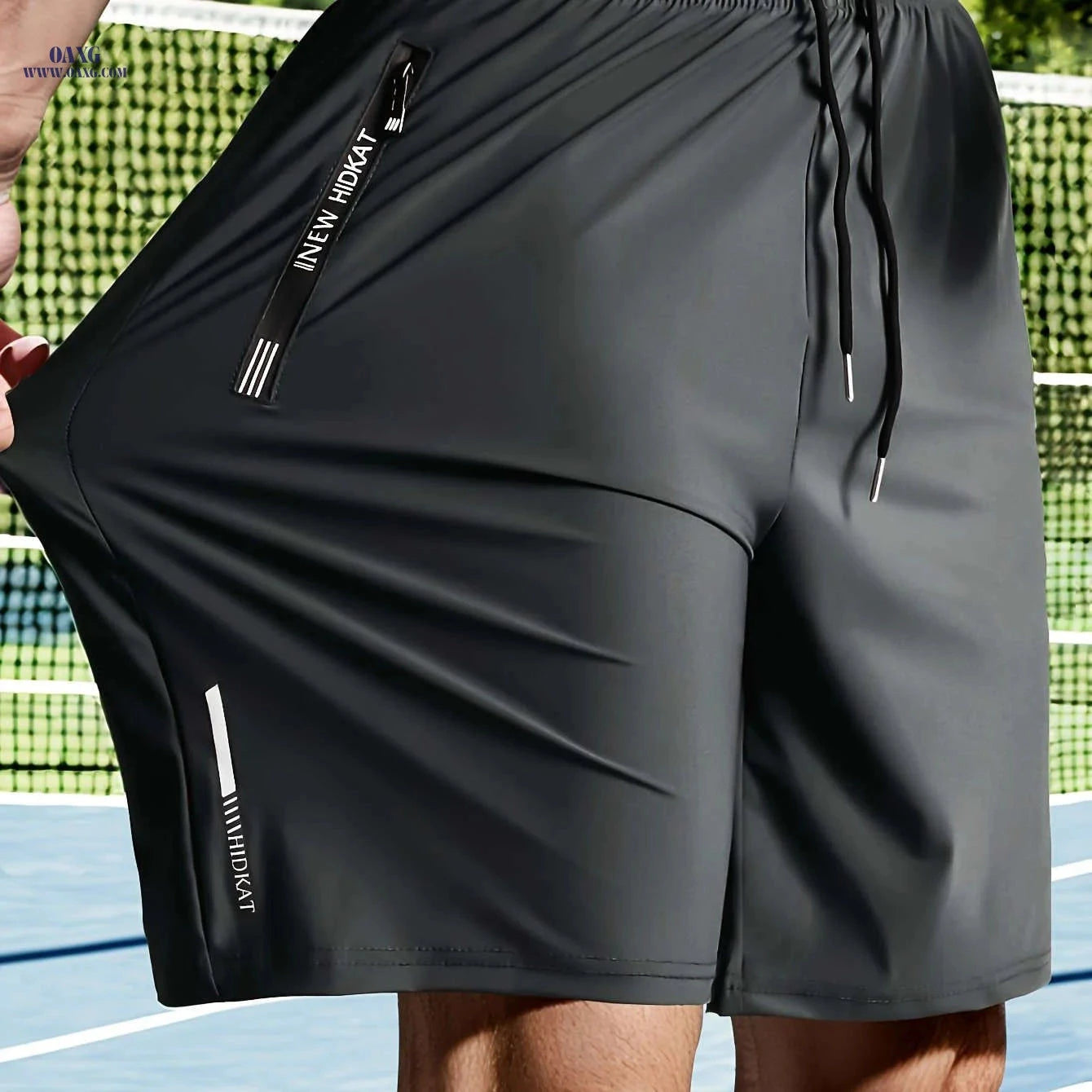 HIDKAT Men's Casual High-Stretch Knee-Length Shorts with Drawstring   OAXG 