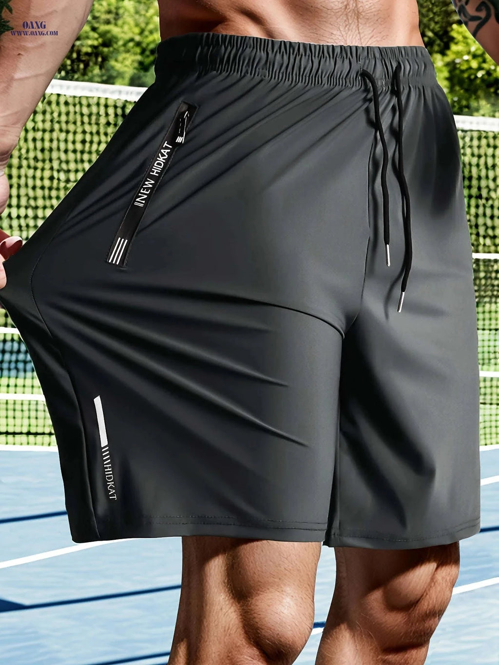 HIDKAT Men's Casual High-Stretch Knee-Length Shorts with Drawstring   OAXG 