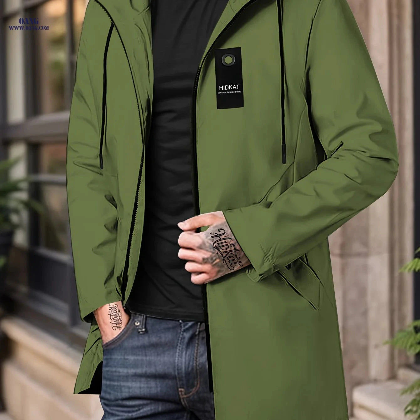 HIDKAT Men's Lightweight Hooded Jacket - Casual Spring & Autumn Wear   OAXG Black / FR XXS
