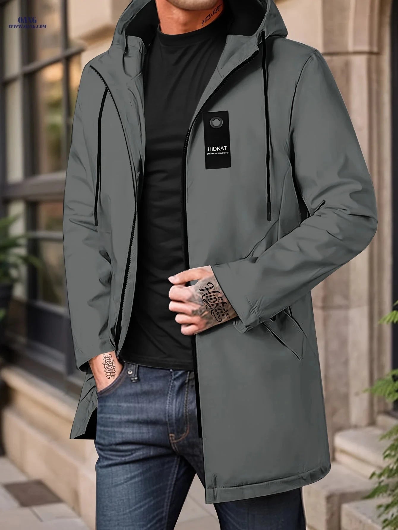 HIDKAT Men's Lightweight Hooded Jacket - Casual Spring & Autumn Wear   OAXG Black / FR XXS