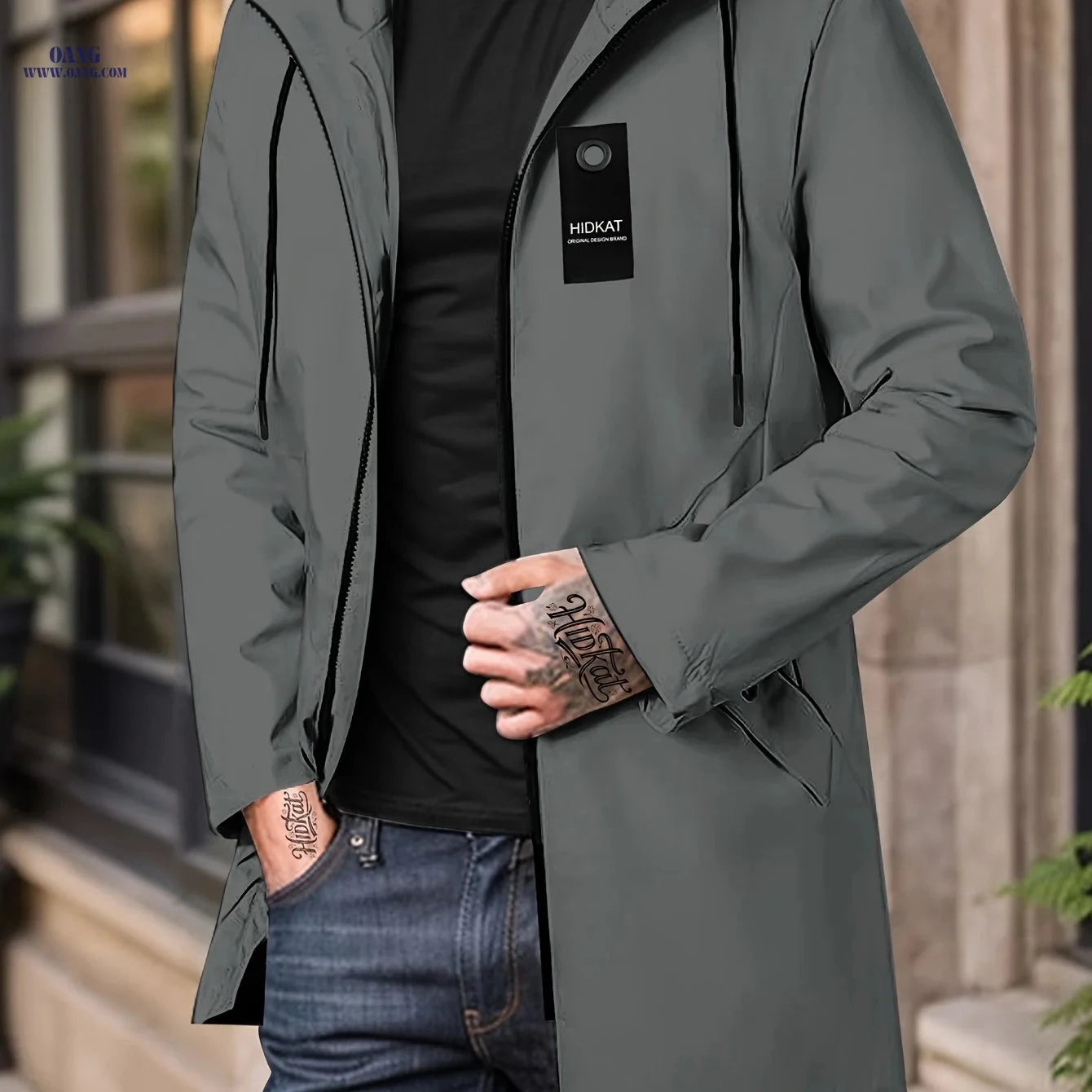 HIDKAT Men's Lightweight Hooded Jacket - Casual Spring & Autumn Wear   OAXG Black / FR XXS