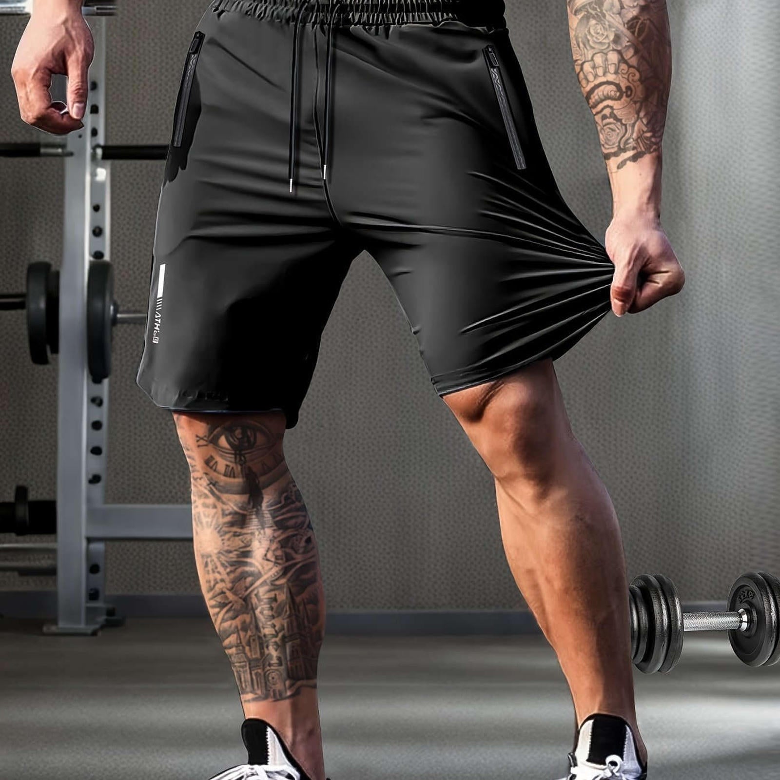 HIDKAT Men's Summer High Waist Sports Shorts - High Stretch, Casual Fit   OAXG Black Style 1 / FR XXS