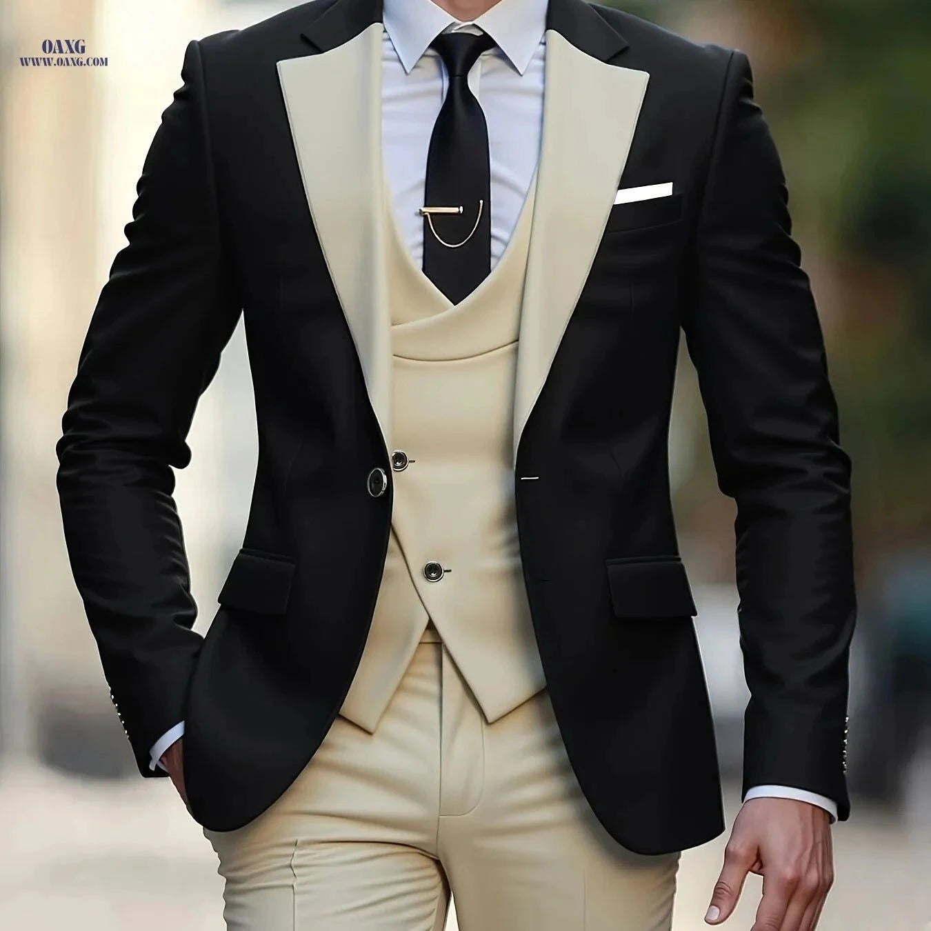 High-End Men’s 3-Piece Suit Set - Formal Attire for Any Occasion   OAXG Navy Color / FR XXS