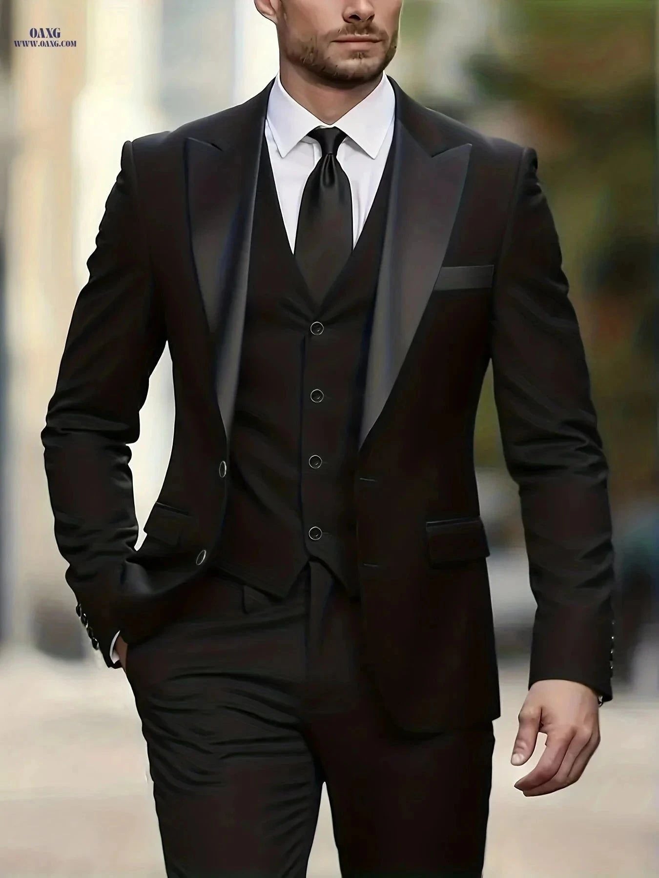 High-End Men’s 3-Piece Suit Set - Formal Attire for Any Occasion   OAXG Navy Color / FR XXS