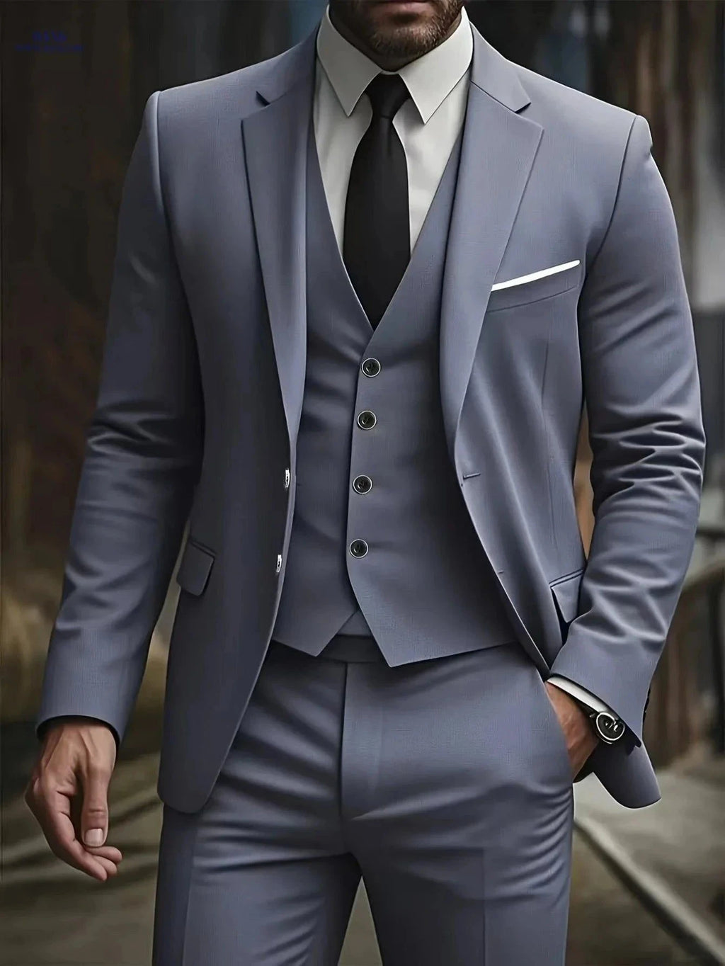 High-End Men’s 3-Piece Suit Set - Formal Attire for Any Occasion   OAXG Navy Color / FR XXS