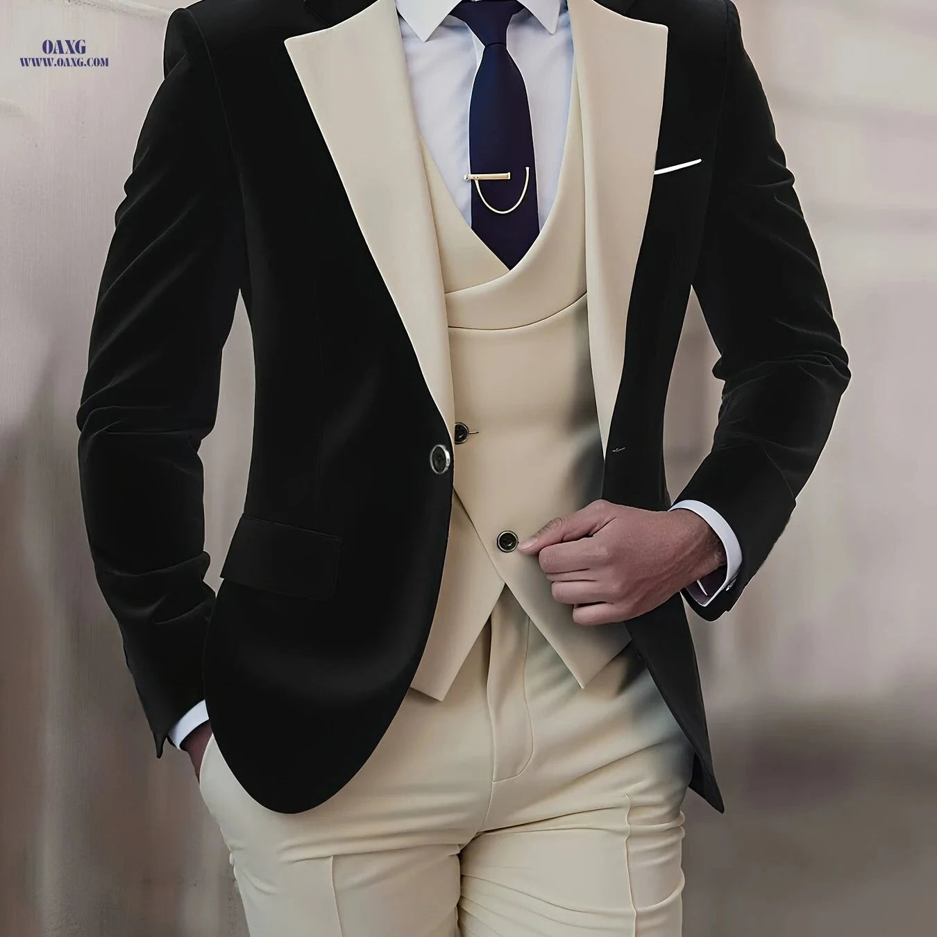 High-End Men's 3pcs Suit Set - Formal Attire for Any Occasion   OAXG 